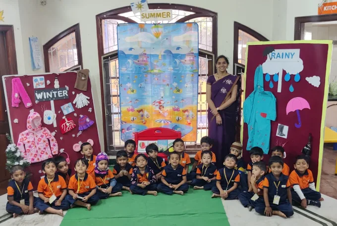 Toddlers with seasonal weather activity board