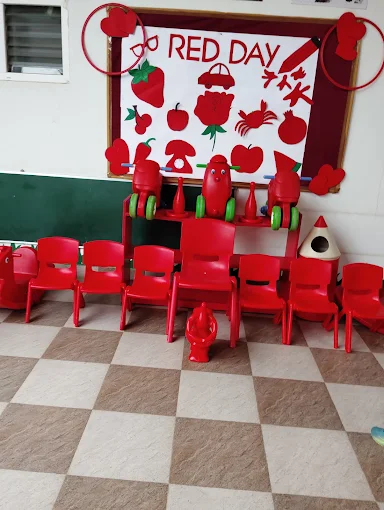 Chairs and decor set up for Red Day