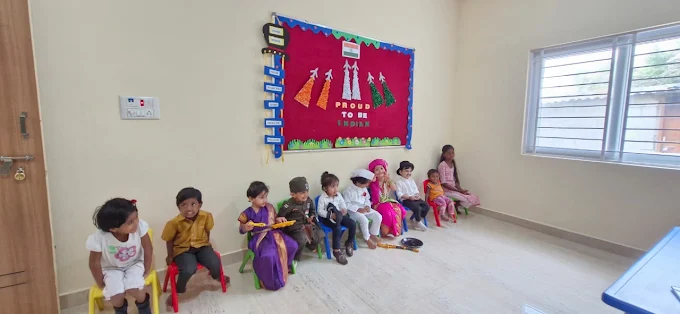 Children seated for Republic Day classroom activity
