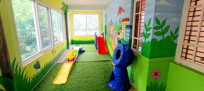 Indoor soft-play area with slide